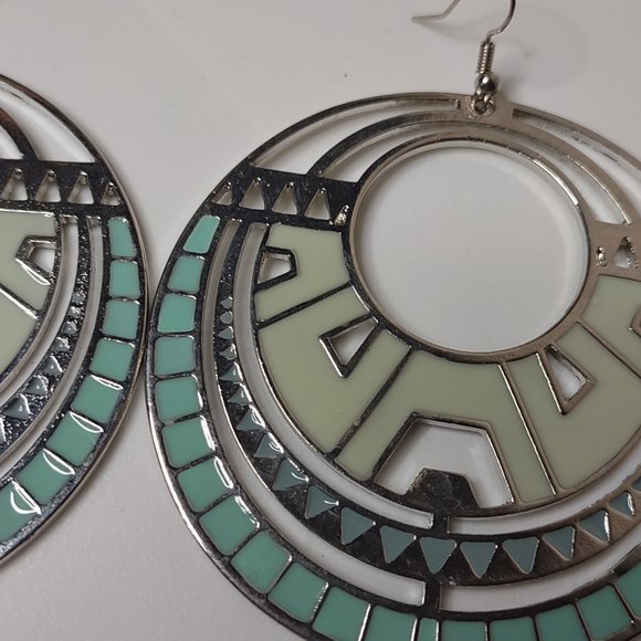 Large Heavy Round Dangle Earrings - Picture 6 of 10